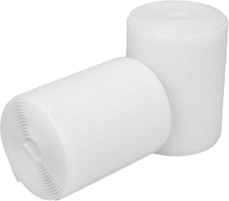 SICCOMA Sew on Hook and Loop Tape 4 Inch Wide,6.5 Feet Non-Adhesive Back Hook and Loop Strips Sewing Fastener Fabric Fastener Non Adhesive Interlocking Tape White - Image 1
